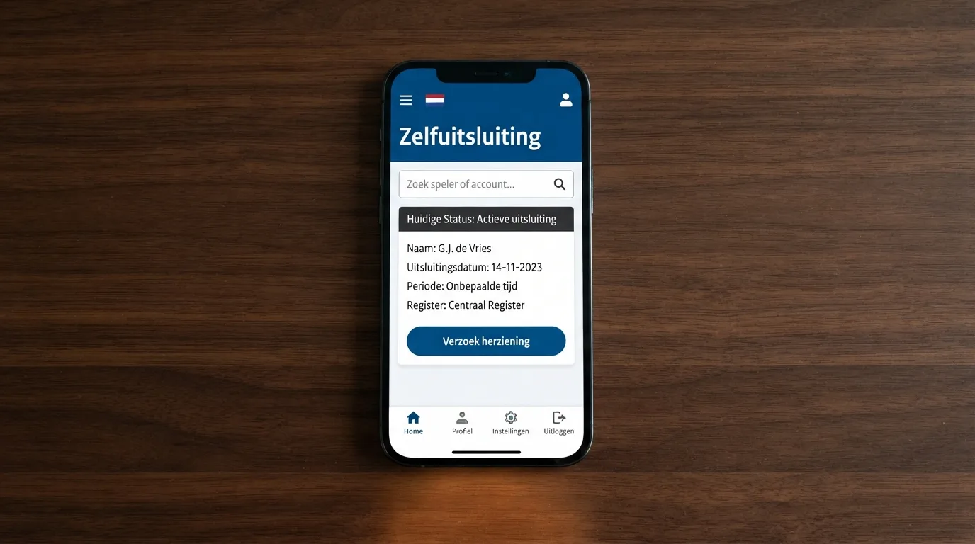 Een smartphone met daarop de Cruks-pagina van de Kansspelautoriteit