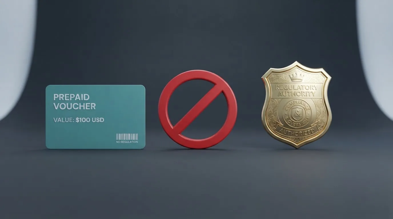 Het logo van de Kansspelautoriteit naast een CashtoCode-logo, van elkaar gescheiden door een duidelijk rood kruis of verbodsteken