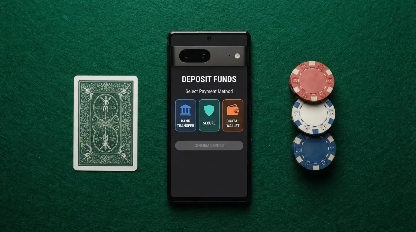 Een vergelijkingstabel op een smartphonescherm met iDEAL-, Trustly- en PayPal-logo's naast casino-iconen