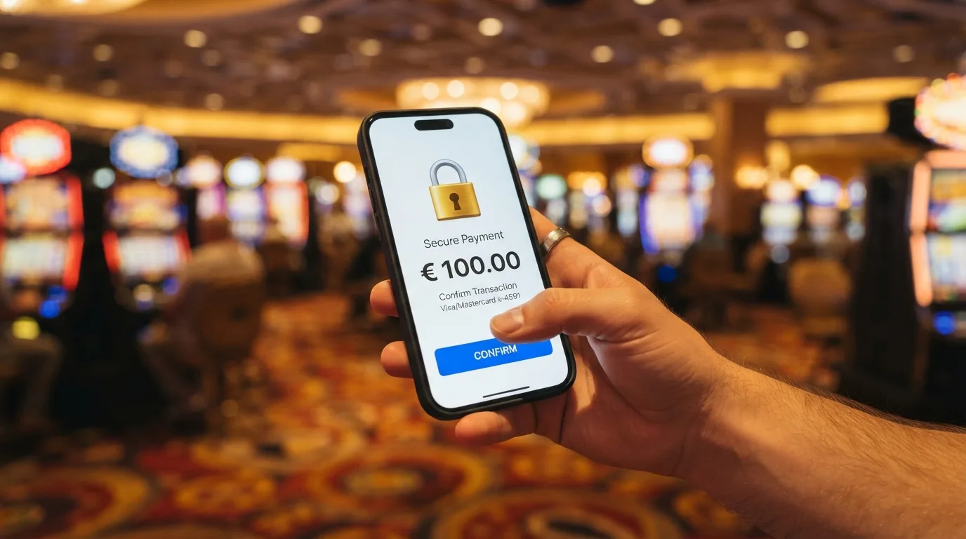 De 3D Secure-bevestigingsstap op een smartphone tijdens een casino-storting