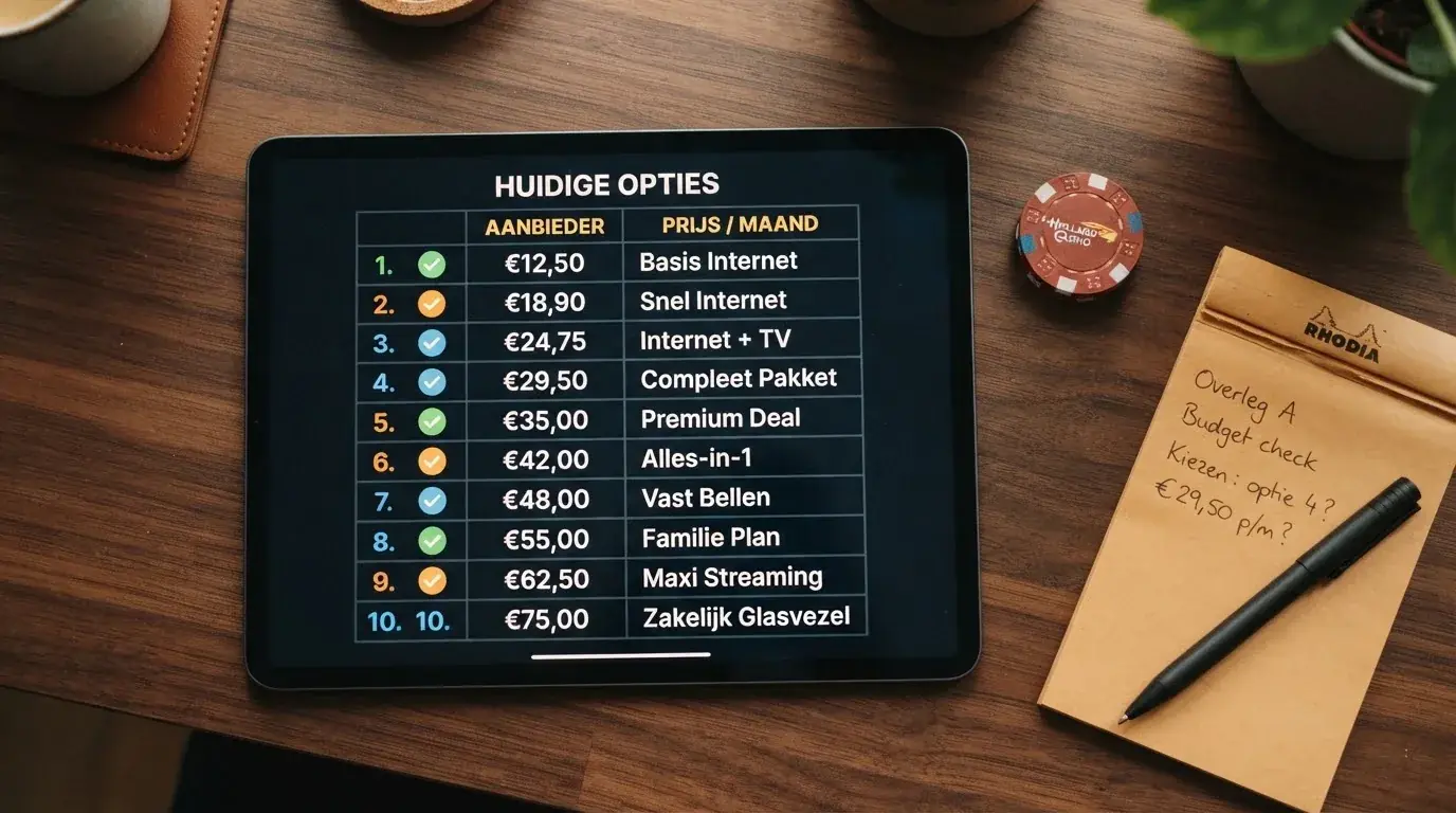 Overzicht met casino-logo's, vergelijkingsvinkjes en bonusbedragen naast elkaar